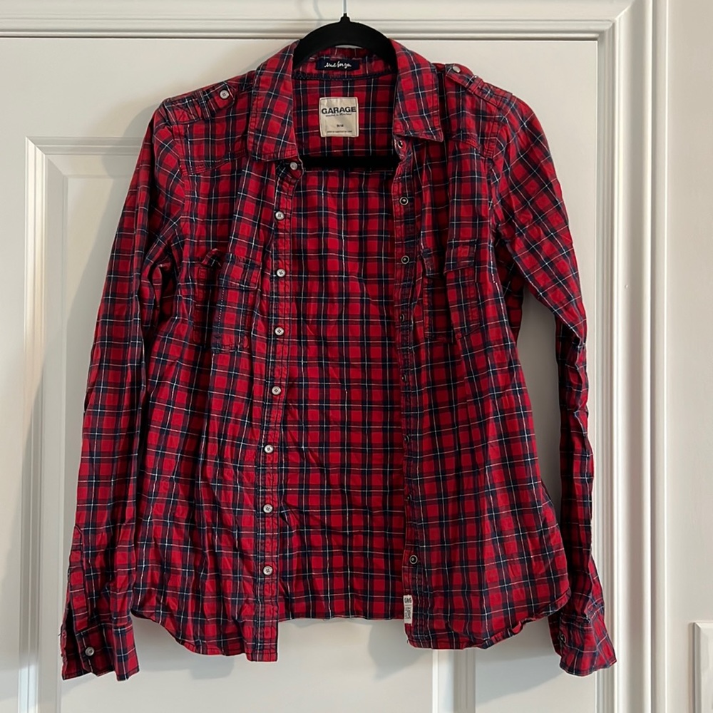 Garage plaid button down size medium